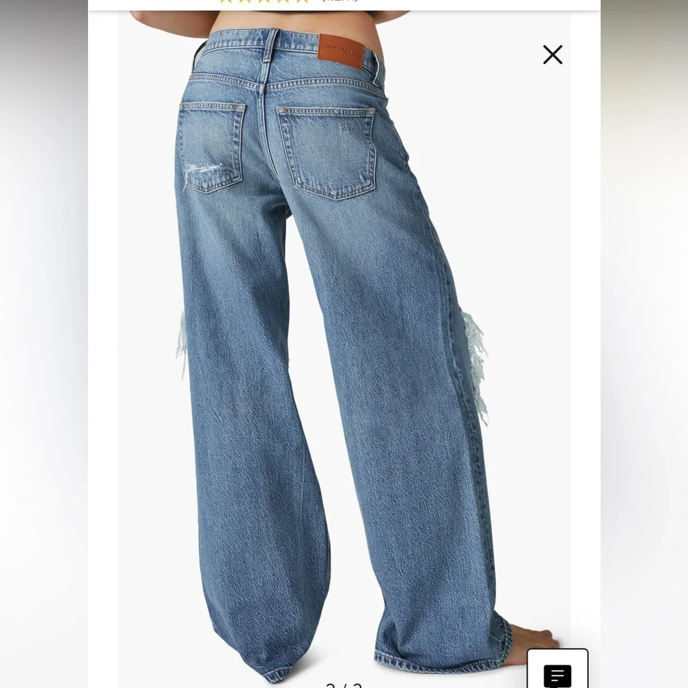 Lucky Brand Jeans Ripped Low Rise Super Wide Leg Med wash- 8/29